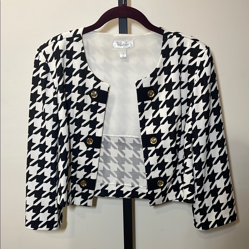 Dressbarn Black and White Houndstooth Blazer
